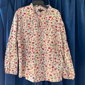 Jcrew Scalloped tie-neck top in vintage floral size XL, nwt